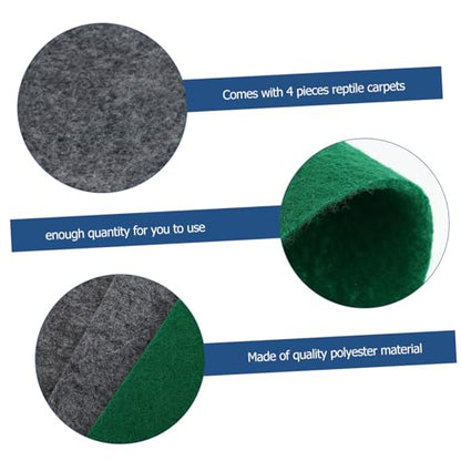 4Pcs Reptile Terrarium Carpet Substrate Mats for Lizards Gecko Snake Tortoise Breathable Polyester Habitat Liner with Fit Design for Cage Bedding