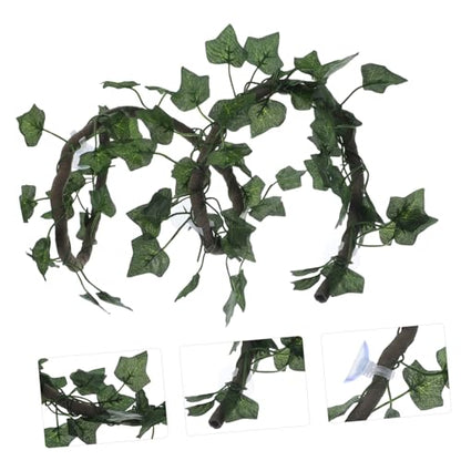 BESPORTBLE 1m Jungle Vines for Reptiles Flexible Artificial Habitat Decor with Suction Cups Includes Pu Vines and Leaves for Lizards Frogs Snakes and More Reptiles