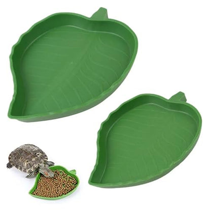 Leaf Shape Reptile Feeder Food Water Bowl for Turtle Lizards Hamsters Snakes Tortoise Gecko Small Pets Feeder Pet Supplies(Large) - size: Large