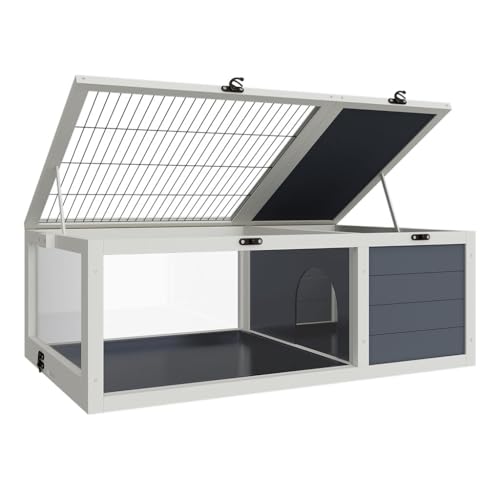 Wooden Tortoise Enclosure, Large Tortoise Habitat Enclosure Cage with Removable Waterproof Tray, Indoor & Outdoor Tortoise Habitat, for Small Animals and Reptile (39.5"× 24"× 12.8")