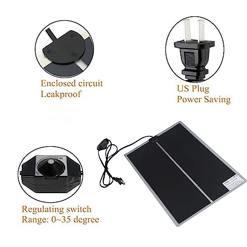 Reptile Heating Pad, Rapid Heating 110 to 120V Waterproof Adjustable Temperature Reptile Terrarium Heat Pad for Turtles, Lizards, Frogs (20W) - size: 20W