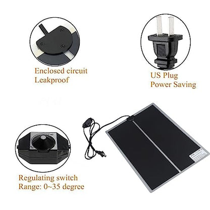 Reptile Heating Pad, Rapid Heating 110 to 120V Waterproof Adjustable Temperature Reptile Terrarium Heat Pad for Turtles, Lizards, Frogs (20W) - size: 20W
