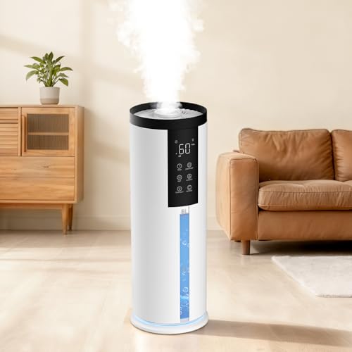 Humidifiers for Large Room 550 ft² - GloryAir 8L Cool Mist Humidifier for Bedroom Home Plants Baby, Top Fill, 120H Runtime, 4 Mist Spray Levels, 7-Color Light, 35dB Quiet Humidifier - color: White