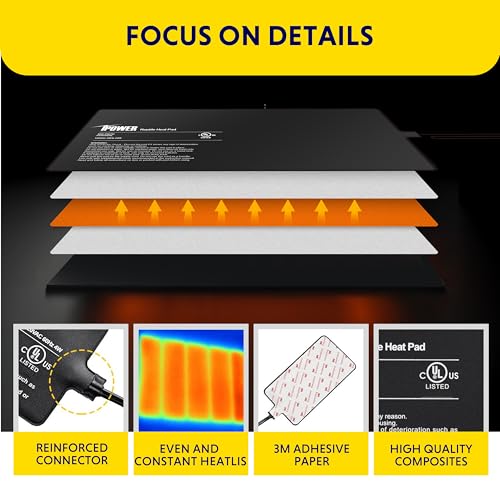 iPower 8x18 Inch Reptile Heating Pad with LCD Digital Aquarium Thermometer, Under Tank Heater Warmer Heat Mat for Turtles, Lizards, Frogs, Snakes - color: Black/Heat Pad + Thermometer, size: 8" x 18"