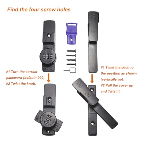 ETEKJOY Flip Latch Lock with Combination 90/180 Degree Sliding/Swinging Door Lock Latch Bolt for Gate Barn Garage Shed Window Cabinet 3-Digit Password Keyless (180 Degree, Black) - size: 180 Degree