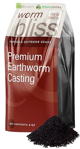 Worm Bliss (8 Qts) - Organic Worm Castings for Plants & Gardening - OMRI-Listed Earthworm Castings for Plants, Vegetables, Flowers, & Potting Soil - Organic Garden Fertilizer Rich in Nutrients - color: Worm Bliss (8 Qts)