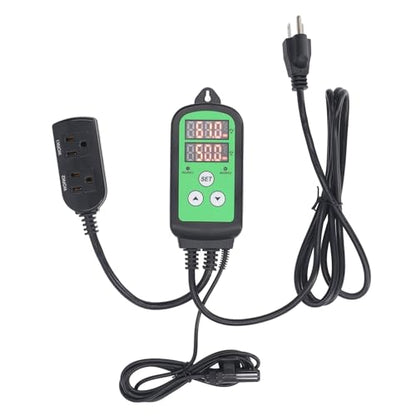 LiebeWH Digital Humidity Controller Dual Stage Pre Wired Humidistat with Double LED Display and 1500W Output for Greenhouse Plant Tent (US Plug)