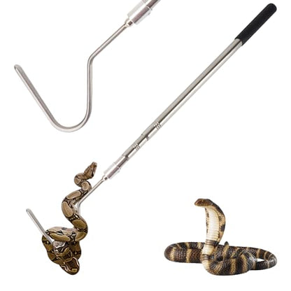 Snake Hook, Snake Grabber Tool Heavy Duty with 42 Inch Extensible Stainless Steel, Snake Tongs Stick for Rattlesnake, Copperhead Snake, Ball Python, Rattle, Cobra, Corn, Rosy Boas