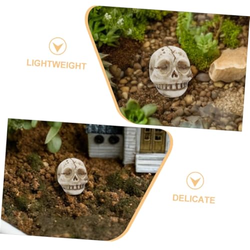 Luxshiny 20pcs Resin Skull Figurines Miniature Skull Aquarium Decor for Garden Flower Pot and Terrarium Halloween Outdoor Tabletop Decoration