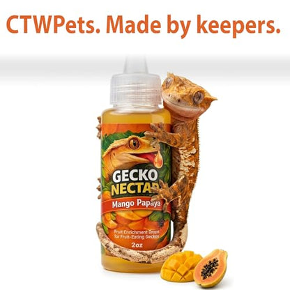 CTWPets Gecko Treat – Liquid Fruit Nectar Drops for Crested Gecko, Day Gecko & Gargoyle Gecko | Treat, Water Additive & CGD Mixer (4oz, Mango Papaya) - size: 4 Fl Oz (Pack of 1)