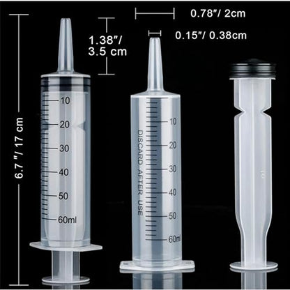 4 Pack 60ml Syringe for Liquid Without Needle,Syringe with Cap,Individually Wrapped,Measurement for Scientific Labs,Measuring Liquids,Pet Feeding,Oil or Glue Applicator (A 4 Pack 60ml) Straight Mouth - size: A 4 Pack 60ml