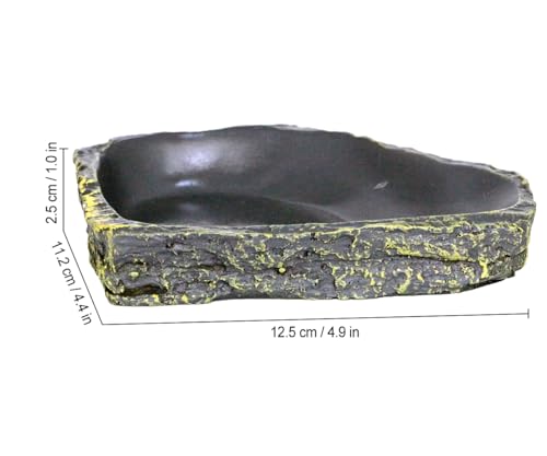 Reptile Feeding Dish Corner Bowl,Reptile Rock Food/Water Dish for Reptiles,Amphibians,Bearded Dragon,Lizard,Frog,Gecko,Tortoise,Hermit Crab and Other Little Critters,Made from Premium Resin