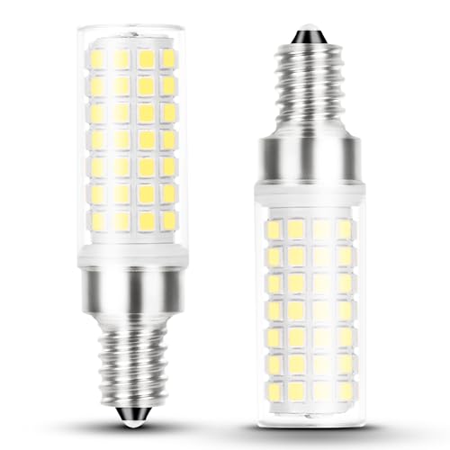 E12 Candelabra LED Light Bulbs 60w Equivalent Daylight White 6000K, AC120V 6W E12 Small Base Chandelier Bulbs 600LM, C7 T6 E12 LED Bulb for Ceiling Fan Pendant Candle Lamp, Non-Dimmable, 2 Pack - color: 6000k Daylight White, size: E12