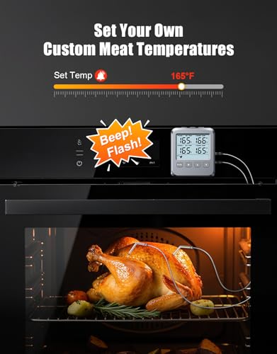 Dual Probe Meat Thermometer Digital for Cooking, Grilling & Smoking with Large LCD Backlight & Alarm, Kitchen Food Grill Thermometer, Smoker Accessories for BBQ Oven Oil Fry, Gifts for Men Dad