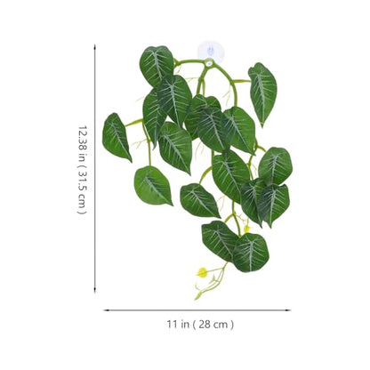 BESPORTBLE Reptile Terrarium Plants Fake Vines with Suction Cup Hanging Leaves Artificial Environment Decorations for Turtle and Lizard Tank