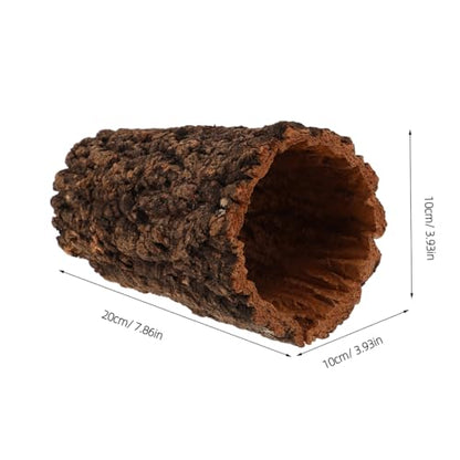 DECHOUS Natural Cork Round Reptile Hideaway 7.9x3.9 Inch Leopard Gecko Crested Gecko Terrarium Decor Wood Bark Hideout Cave for Small Reptiles Amphibians