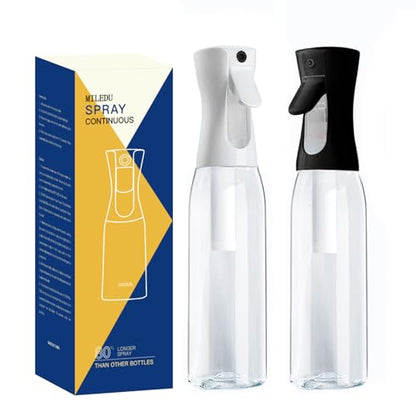 Fine Continously Mist Spray Bottle (10.1oz/300ml) for Body moisturizer Hair styling Cleaning Garden plant care etc.,Hair Mister Misting Continuous Mist Spray Bottle,2Pcs (Black+White) - color: Black+White