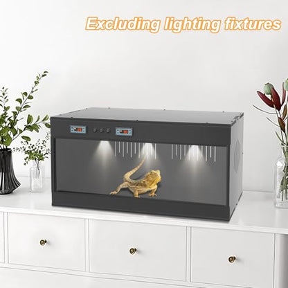 Reptile Enclosure, 31.5*15.8*15.8in PVC Reptile Terrarium Independent Temperature Control Intelligent Thermostat Reptile Tank Front Opening Sliding Door E27 Lamp Holders for Lizard Snake Bird (White) - color: White