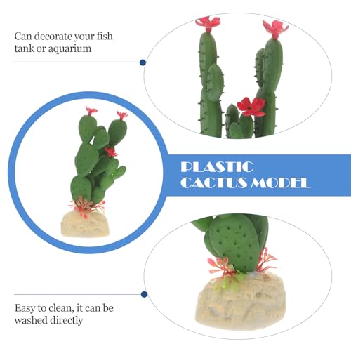 Aquarium Plant Adornment Lifelike Plastic Cactus Decor Simulation Succulent for Fish Tank Decoration and Reptile Terrarium