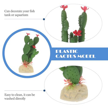 Aquarium Plant Adornment Lifelike Plastic Cactus Decor Simulation Succulent for Fish Tank Decoration and Reptile Terrarium