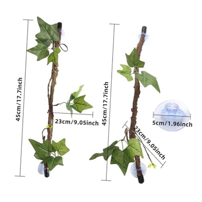 jojofuny 2Pcs Reptile Vines with Suction Cups Jungle Climber Branches for Snakes Lizards Geckos Terrarium Habitat Decoration and Exercise