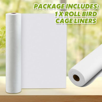 Drydiet 100 ft x 22 Inch Bird Cage Liner Disposable Cages Cushion Pad Mat Precut Absorbent Bird Cage Paper Large Parakeet Cage Liners Accessories for Pet Animal Bird Parrot (White) - size: 100 ft x 22 Inch