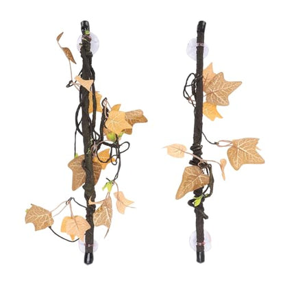 Reptile Climbing Branches 2pcs with Suction Cups, Realistic Plastic Bendable Jungle Vines Terrarium Decor for Bearded Dragon Lizard Snake Tank Accessories