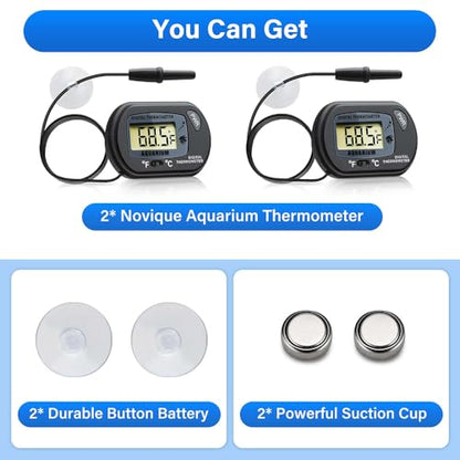 Digital Aquarium Thermometer Fish Tank Thermometer Test with Large LCD Display Fahrenheit/Celsius(℉/℃) for Aquarium Reptile Terrarium Turtle Tank