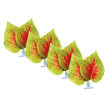BESPORTBLE 4pcs Artificial Perilla Leaf Aquarium Decor with Suction Cups, Lifelike Plastic Plant Ornament for Fish Tank and Terrarium, Reptile Habitat Decoration