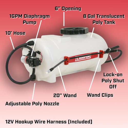Chapin 8-Gallon ATV Spot Sprayer, 12V Pump for Easy Spraying | Chemical-resistant tank; ideal for ATV and UTV spraying, handles weed control, fertilizers and pest controls with 10ft hose