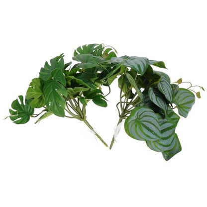 DOITOOL Artificial Reptile Plants Leaves 2pcs Set with Suction Cup Realistic Simulation Terrarium Decor for Reptile Tank Habitat 23 Watermelon Leaves for Snake Lizard Amphibian Enclosure