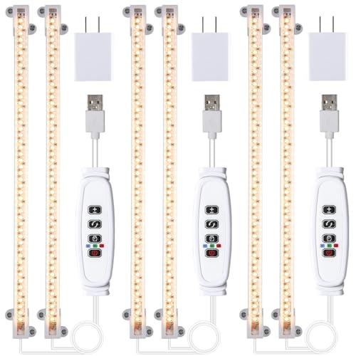 LED Grow Light Strips, Full Spectrum 3500K Plant Growing Lights for Indoor Plants, Plant Lamp for Hydroponics Succulent with 3/9/12H Timer, 10 Dimmable Levels, 3 Head 13 Inches (2 Strip 3 Pack) - color: White Cabel, size: 2 Head 3 Pack 3500K