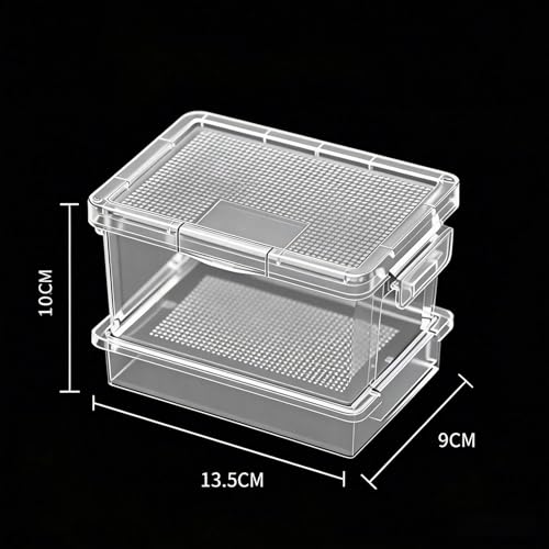 Mealworm and Cricket Reptile Breeding Box, Clear, 3-Layer with Ventilation Net, Bottom Filter, Waste Collection Tray