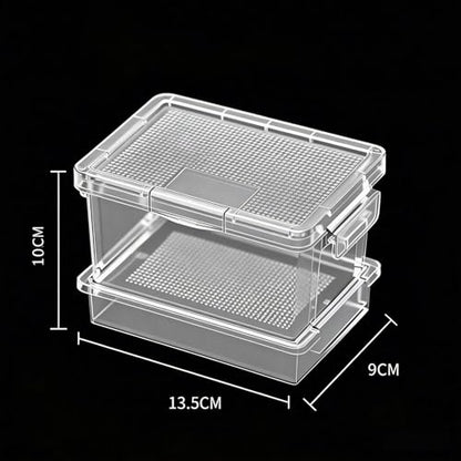 Mealworm and Cricket Reptile Breeding Box, Clear, 3-Layer with Ventilation Net, Bottom Filter, Waste Collection Tray