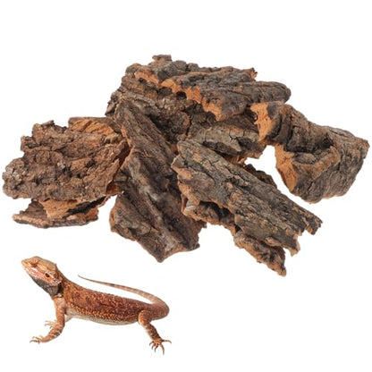 Kisangel Reptile Cork Bark Hides for Reptiles Lizard Climbing Bark Reptile Basking Platform 14-Piece Natural Terrarium Decoration for Snake Gecko Enclosure Habitat