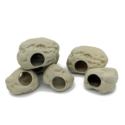 ALEGI Aquarium Decoration Rock Caves for Fish Tank, Ceramic Betta Fish Tank Accessories Hideout, Cichlid Stackable Cave Hiding (3 Small & 3 Medium) - size: 3 Small & 3 Medium