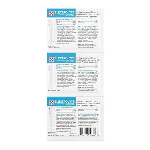 Purina | Electrolyte & Antioxidant Supplement for Poultry | 3-0.25 oz Packets
