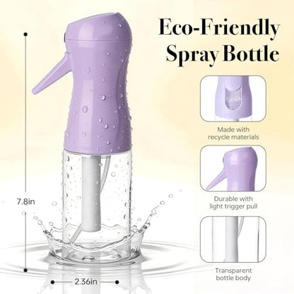 3Pcs Continuous Spray Bottles For Hair,Ultra Fine Mister for Hair Styling, Plants, Cleaning, Salon, Misting & Skin Care (200ML Green+Pink+Purple) - color: 200ML Green+Pink+Purple