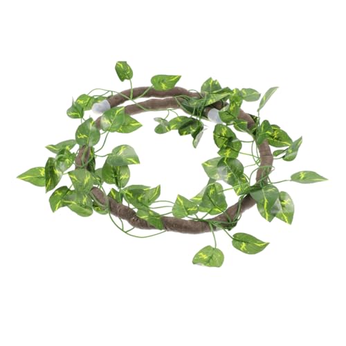 TOYANDONA Simulation Rattan Vine with Suction Cups for Reptile Tank Decoration Lifelike Climbing Branch with Bright Leaves for Bearded Dragon Lizard Gecko Chameleon Terrarium Habitat