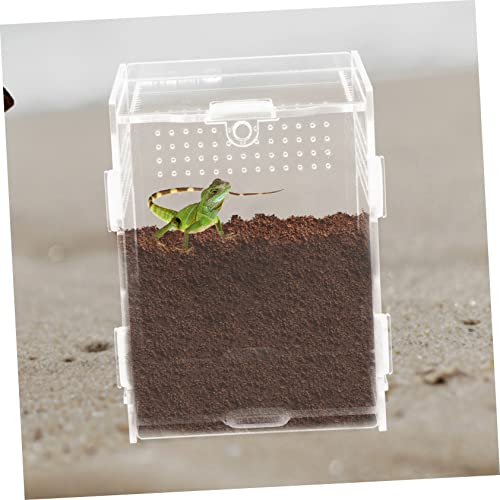 Acrylic Reptile Breeding Box Transparent Clear Feeding Terrarium for Reptiles Durable Ventilated Case for Snakes Lizards and Geckos - size: 10x8cm