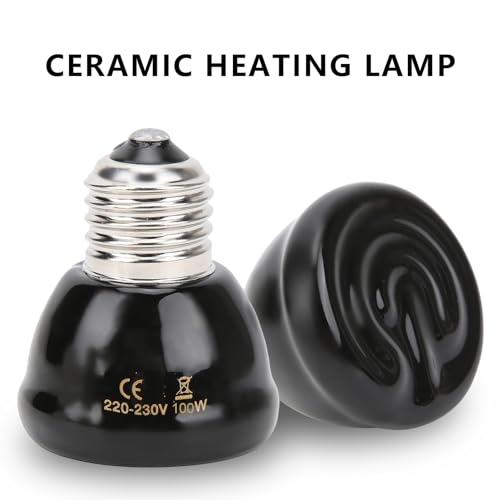 Kikumi E27 Ceramic Heating Lamp, 100 W Infrared Reptile Heat Lamp with Spiral Surface Design for Reptiles, High Humidity Environments, Long Life Up to