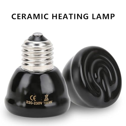 Kikumi E27 Ceramic Heating Lamp, 100 W Infrared Reptile Heat Lamp with Spiral Surface Design for Reptiles, High Humidity Environments, Long Life Up to