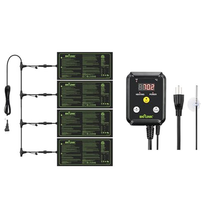 BN-LINK Digital Heat Mat Thermostat Controller and Daisy Chainable Warm Hydroponic Heating Pad for Seed Germination, Reptiles and Brewing Breeding Incubation Greenhouse