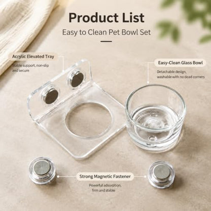 Strong Magnetic Reptile Ledge - Acrylic Gecko Feeding Ledge with Cups, Heavy Duty Elevated Reptile Food and Water Feeder Dish for Crested Gecko, Gargoyle Gecko, Chameleon, Anole