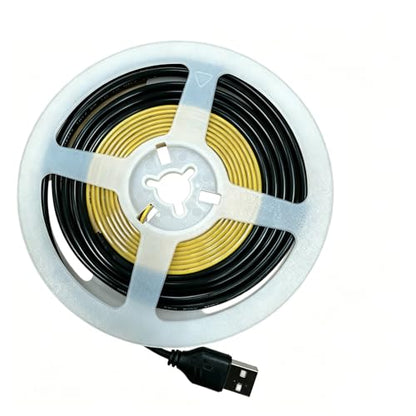Ultra-Narrow 3mm USB COB LED Strip Self-Adhesive Cabinet Desk Bedroom Light (Yellow, 5ft) - color: Yellow, size: 5ft