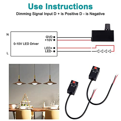 MEIRIYFA DC 0-10V Rotary LED Dimmer Knob Controller Mini Switch PWM Dimming for 0-10V or 1-10V Dimmable Interior Lighting Spotlight Grow Lamp LED Driver (2 Pack)