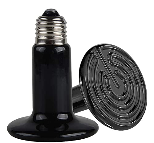 200W Reptile Ceramic Heat Lamp Ceramic Infrared Heat Emitter No Harm No Light Reptile Heat Lamp Bulbs E26 Black Lamp for Pet Brooder Coop Chicken Lizard Turtle Snake Bearded Dragon,2-Pack