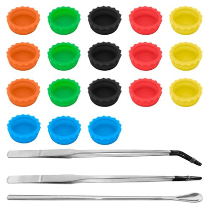 21Pcs Crested Gecko Food and Water Feeding Cups with Reptile Feeding Tongs Kit,Small Reptile Food Dish Colorful Water Bowl Long Tweezers Geckos Tank Accessories for Tortoise, Crab and Small Pet