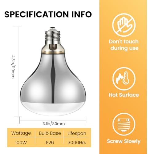 REPTITRIP 100W Reptile Heat Lamp, Full Spectrum UVA UVB Sun Light for Bearded Dragon Lizard Turtle