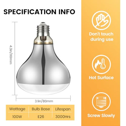 REPTITRIP 100W Reptile Heat Lamp, Full Spectrum UVA UVB Sun Light for Bearded Dragon Lizard Turtle